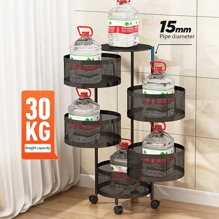 3 4 5 Layer Rotating Utility Trolley Cart Kitchen Storage Rack Organizer With Wheels