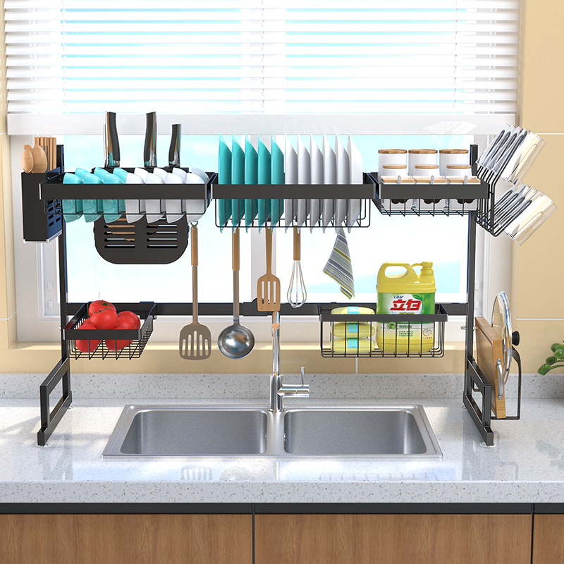 Over Sink Dish Drying Rack Adjustable Shelf Rack Large Dish Drainer Storage Rack Space Saver