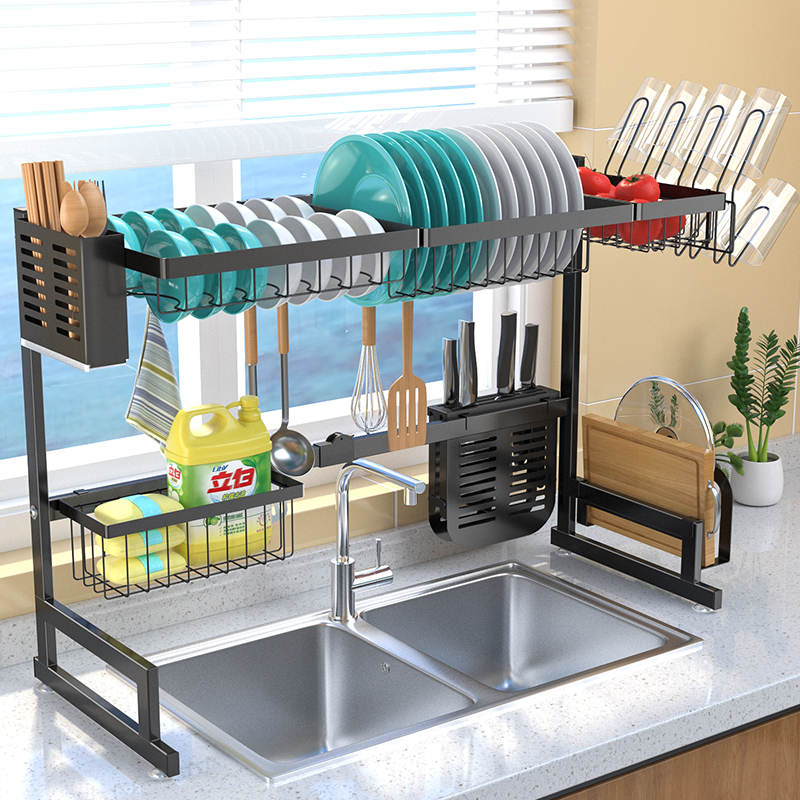 Over Sink Dish Drying Rack Adjustable Shelf Rack Large Dish Drainer Storage Rack Space Saver