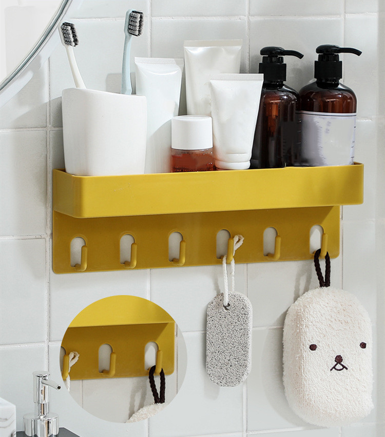 Wholesale Household Multifunction Punch-free Seamless Storage Holders Kitchen Storage Rack With Hook Rack Bathroom Storage Rack