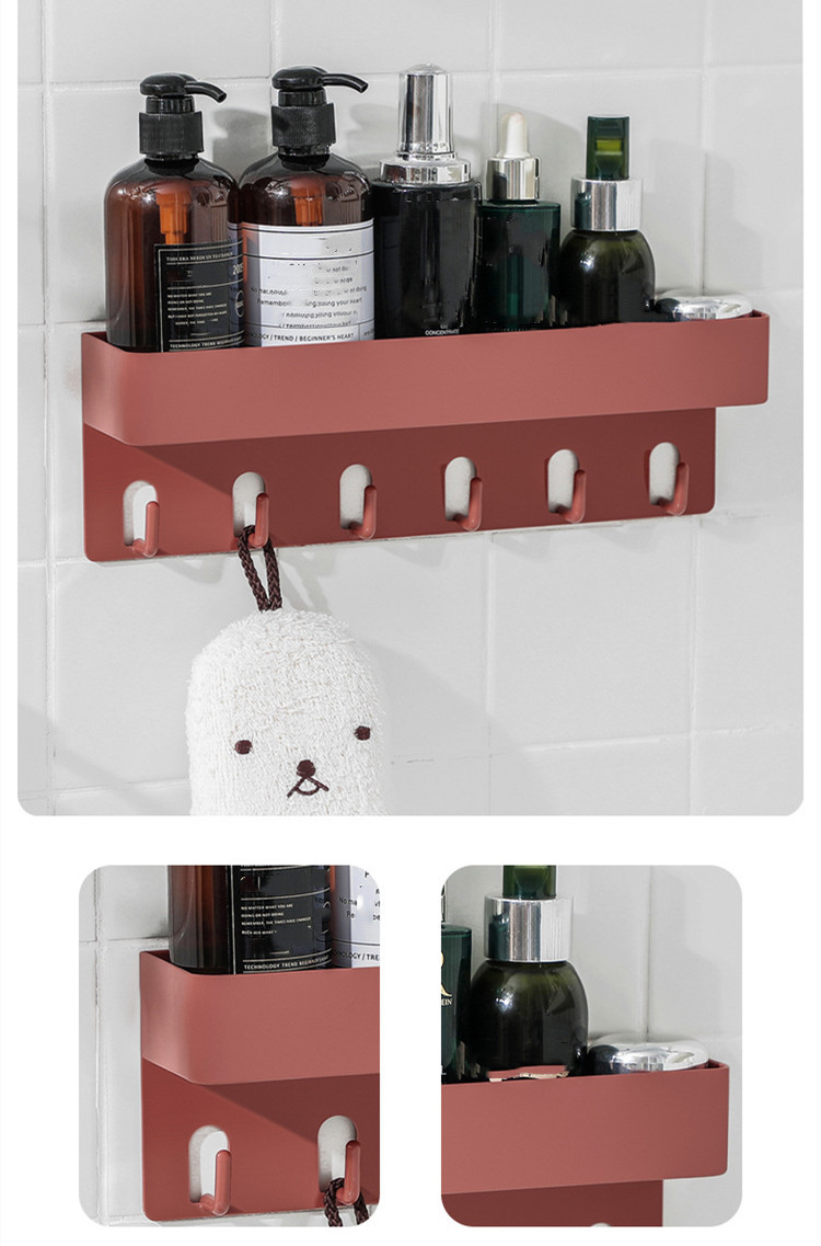 Wholesale Household Multifunction Punch-free Seamless Storage Holders Kitchen Storage Rack With Hook Rack Bathroom Storage Rack(图5)