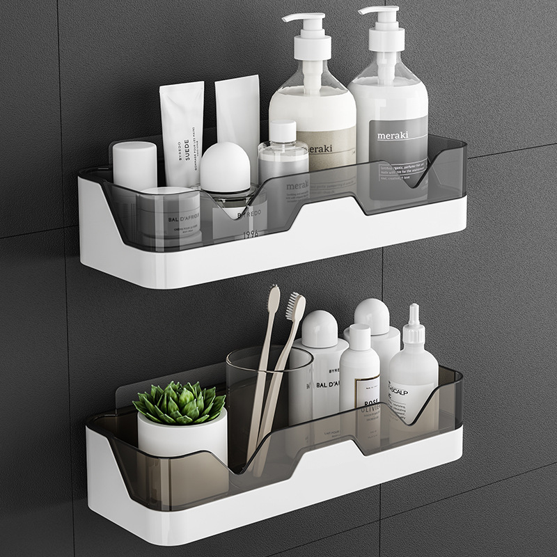 Bathroom No Punching Wall Mounted Plastic Storage Rack Kitchen Washbasin Toilet Cosmetic Storage Holder